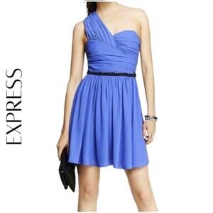 EXPRESS Periwinkle Blue One-Shoulder Party Dress, 8